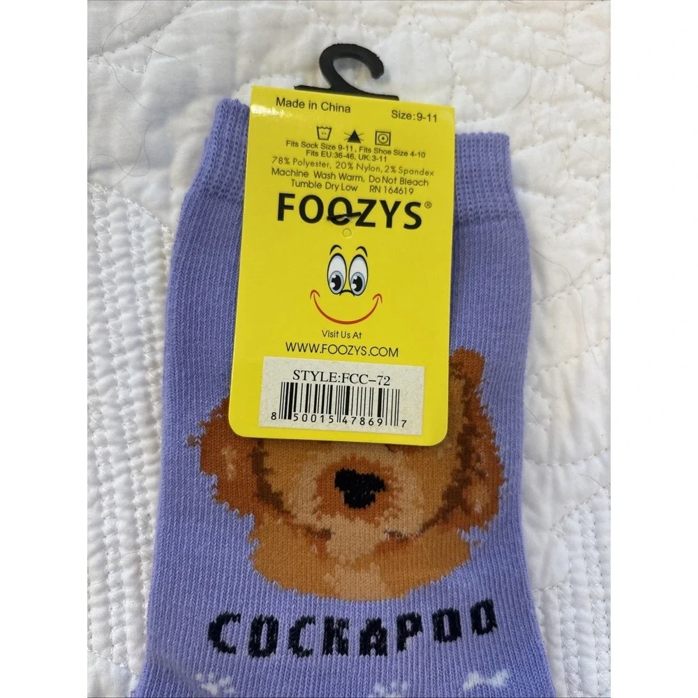 Foozy's Canine Collection Cockapoo‎ Socks Women SZ 9-11 Purple Poly Blend New